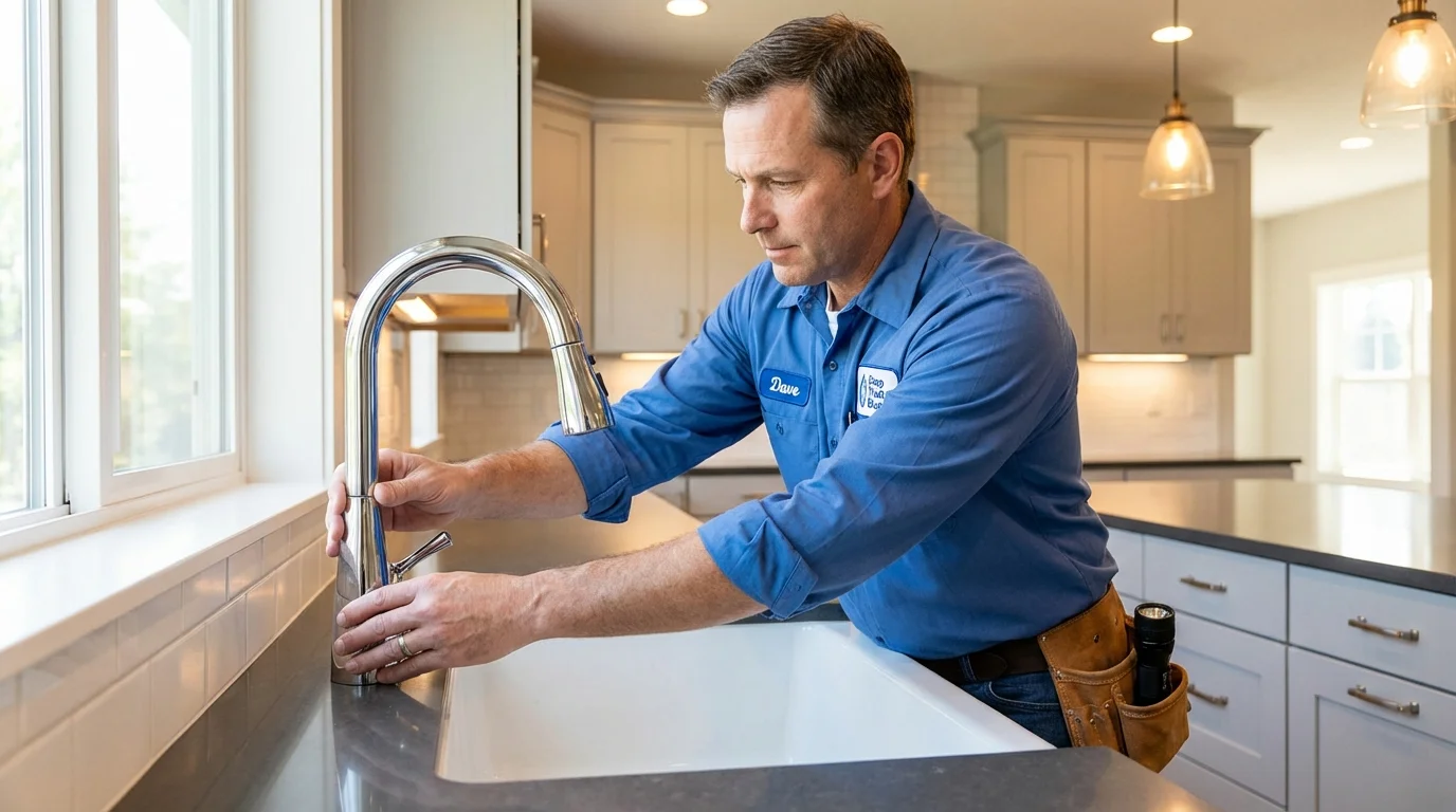 Kitchen faucet installation by Johns Plumbing LLC in West Warwick